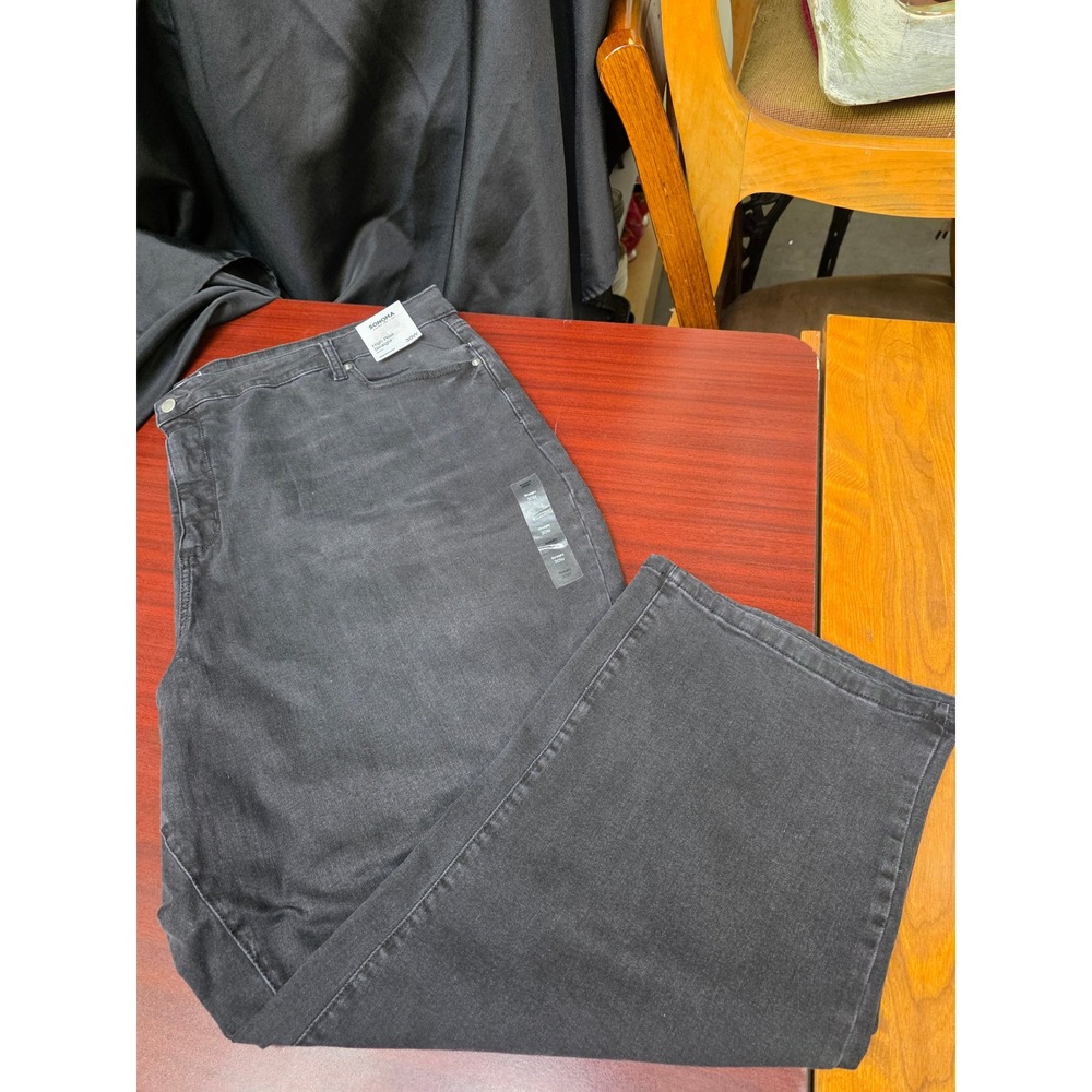 Sonoma Goods For Life High Rise Straight Leg Jeans Washed Black Plus Size 30W